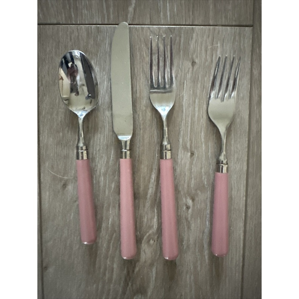 Stanley Roberts SPECTRUM Mauve Pink Stainless 4‎ Piece Set Korea Flatware